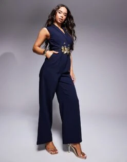 Forever New Jumpsuit In Navy For Women -Layered Dress 207822895 4