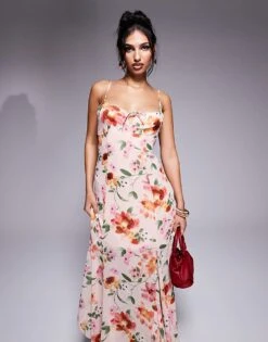 Forever New Strappy Midaxi Dress In Pink Floral For Women Pink/red Floral -Layered Dress 207822942 1 pinkredfloral 1
