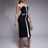 Forever New Contrast Knit Midaxi Dress In Black For Women -Layered Dress 207822958 1 black