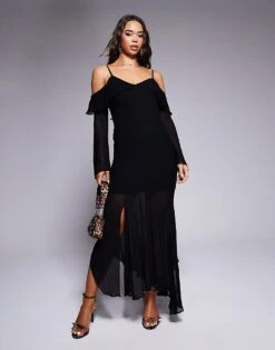 Forever New Ruffle Maxi Dress In Black For Women
