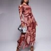 Forever New Sheer Dress In Rust Floral For Women