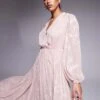 Forever New Belted Textured Maxi Dress In Pink For Women