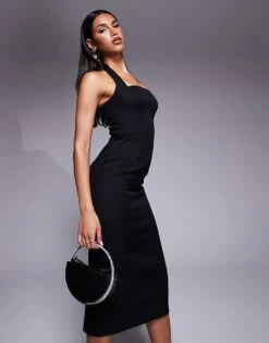 Forever New Halter Neck Midi Dress In Black For Women