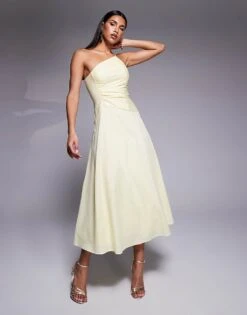 Forever New Asymmetric Midaxi Dress In Lemon For Women -Layered Dress 207823038 1 lemon 1