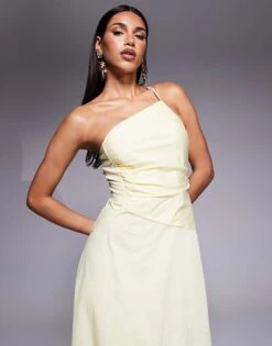 Forever New Asymmetric Midaxi Dress In Lemon For Women -Layered Dress 207823038 3