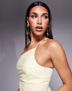 Forever New Asymmetric Midaxi Dress In Lemon For Women -Layered Dress 207823038 4