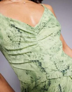 Forever New Drape Maxi Dress In Green Snake Print For Women -Layered Dress 207823077 4