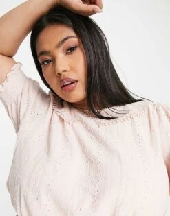 Forever New Curve Oversized Collar Broderie Blouse In Powder Pink For Women -Layered Dress 23887803 3