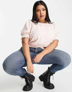 Forever New Curve Oversized Collar Broderie Blouse In Powder Pink For Women -Layered Dress 23887803 4