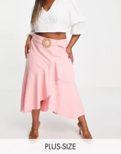 Forever New Curve Tiered Midaxi Skirt Co-ord In Sun Blush For Women
