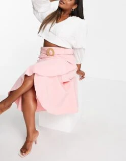 Forever New Curve Tiered Midaxi Skirt Co-ord In Sun Blush For Women -Layered Dress 23889090 4